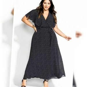 NWOT City Chic Pin Spot Maxi Dress Size 16
